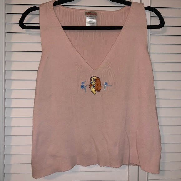 Vintage Disney Lady and the Tramp Sweater Tank Top with Stitched Design - Picture 1 of 4